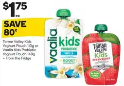 Woolworths Tamar Valley Kids Yoghurt Pouch or Vaalia Kids Probiotic Yoghurt Pouch offer