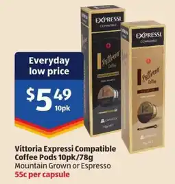 ALDI Vittoria Expressi Compatible Coffee Pods offer
