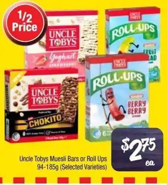 Farmer Jack's Uncle Tobys Muesli Bars or Roll Ups offer
