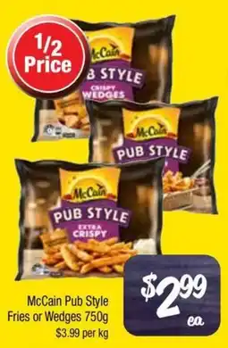 Farmer Jack's McCain Pub Style Fries or Wedges offer