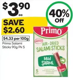 Woolworths Primo Salami Sticks offer