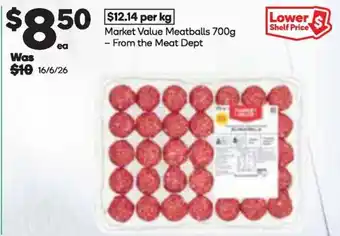 Woolworths Market Value Meatballs offer