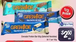 Farmer Jack's Grenade Protein Bar 60g Selected Varieties offer