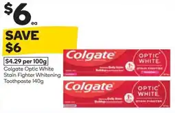 Woolworths Colgate Optic White Stain Fighter Whitening Toothpaste offer