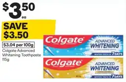 Woolworths Colgate Advanced Whitening Toothpaste offer
