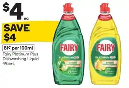 Woolworths Fairy Platinum Plus Dishwashing Liquid offer