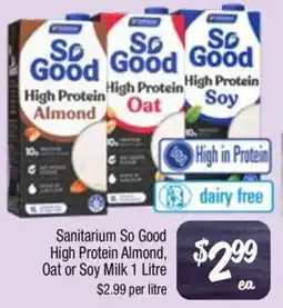 Farmer Jack's Sanitarium So Good High Protein Almond, Oat or Soy Milk offer