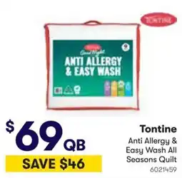 Woolworths Tontine Anti Allergy & Easy Wash All Seasons Quilt offer