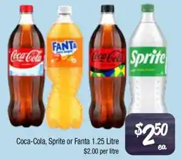 Farmer Jack's Coca-Cola, Sprite or Fanta 1.25 Litre offer