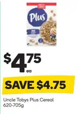 Woolworths Uncle Tobys Plus Cereal offer