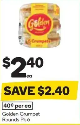 Woolworths Golden Crumpet Rounds Pk 6 offer