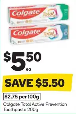 Woolworths Colgate Total Active Prevention Toothpaste offer
