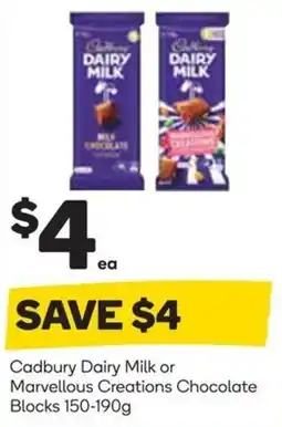 Woolworths Cadbury Dairy Milk or Marvellous Creations Chocolate Blocks offer
