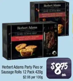 Farmer Jack's Herbert Adams Party Pies or Sausage Rolls offer