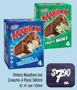 Farmer Jack's Peters Maxibon Ice Creams offer