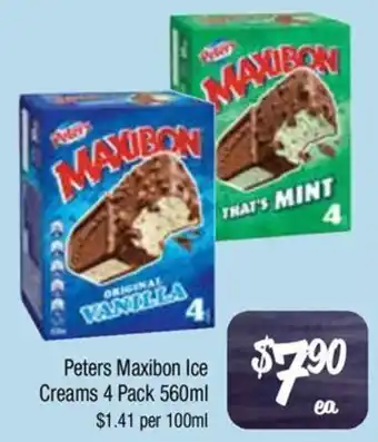 Farmer Jack's Peters Maxibon Ice Creams offer
