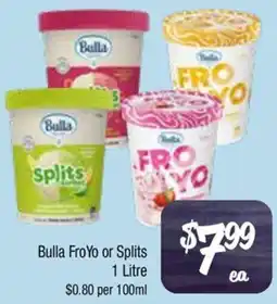 Farmer Jack's Bulla FroYo or Splits offer