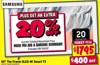 JB Hi-Fi Samsung 65" The Frame QLED 4K Smart TV offer
