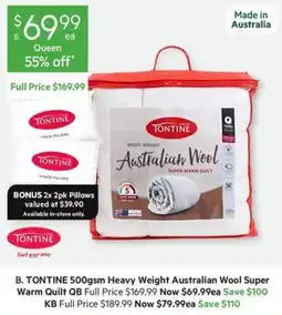 Harris Scarfe Tontine Australian Wool Super Warm Quilt offer