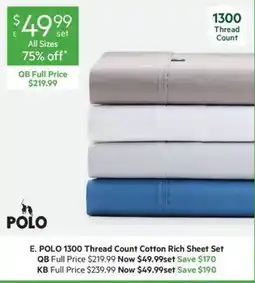 Harris Scarfe Polo 1300 thread count cotton rich sheet set qb offer