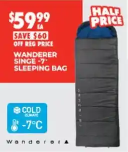 BCF Wanderer Single Sleeping Bag offer