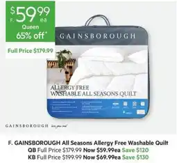 Harris Scarfe Gainsborough All Seasons Allergy Free Washable Quilt offer