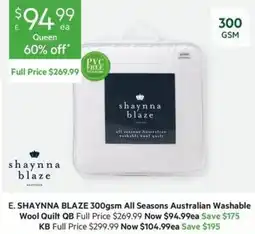 Harris Scarfe E. SHAYNNA BLAZE 300gsm All Seasons Australian Washable Wool Quilt offer