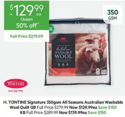 Harris Scarfe H. TONTINE Signature Australian Washable Wool Quilt offer