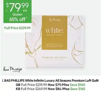 Harris Scarfe Bas Phillips White Infinite Luxury All Seasons Premium Loft Quilt offer