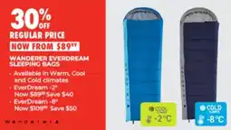 BCF Wanderer Everdream Sleeping Bags offer