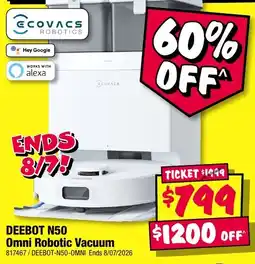 JB Hi-Fi Ecovacs Deebot N50 Omni Robotic Vacuum offer
