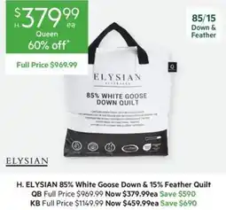 Harris Scarfe Elysian 85% White Goose Down & 15% Feather Quilt offer