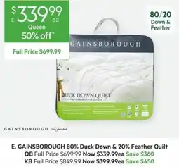 Harris Scarfe Gainsborough 80% Duck Down & 20% Feather Quilt offer