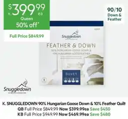 Harris Scarfe Snuggledown 90% Hungarian Goose Down & 10% Feather Quilt offer