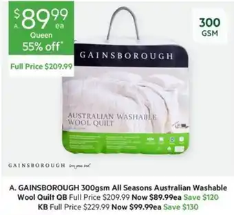 Harris Scarfe Gainsborough Australian Washable Wool Quilt offer