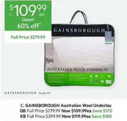 Harris Scarfe Gainsborough Australian Wool Underlay offer