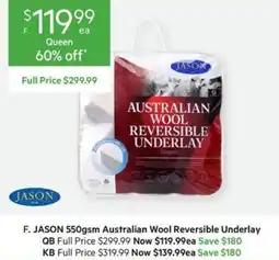 Harris Scarfe F. JASON 550gsm Australian Wool Reversible Underlay offer