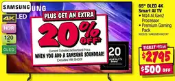 JB Hi-Fi Samsung 65" OLED 4K Smart AI TV offer