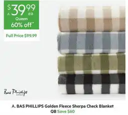 Harris Scarfe A. BAS PHILLIPS Golden Fleece Sherpa Check Blanket offer