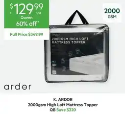 Harris Scarfe K. ARDOR 2000gsm High Loft Mattress Topper offer