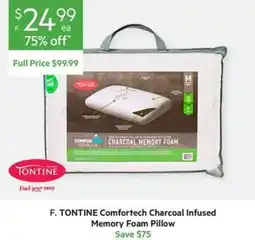 Harris Scarfe Tontine comfortech charcoal infused memory foam pillow offer