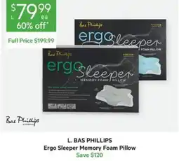 Harris Scarfe L. BAS PHILLIPS Ergo Sleeper Memory Foam Pillow offer