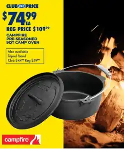 BCF Campfire Pre-Seasoned 9Qt Camp Oven offer