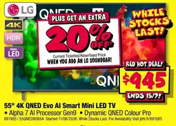 JB Hi-Fi LG 55" 4K QNED Evo AI Smart Mini LED TV offer