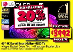 JB Hi-Fi LG 65" 4K Evo Ai Smart Gallery OLED TV offer