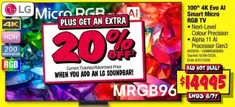 JB Hi-Fi LG 100" 4K Evo AI Smart Micro RGB TV offer