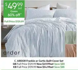 Harris Scarfe C. ARDOR Frankie or Curtis Quilt Cover Set offer
