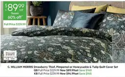 Harris Scarfe G. WILLIAM MORRIS Strawberry Thief, Pimpernel or Honeysuckle & Tulip Quilt Cover Set offer