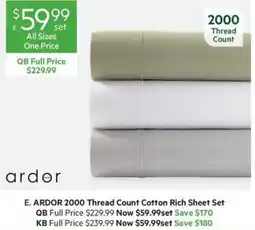 Harris Scarfe Ardor 2000 thread count cotton rich sheet set offer