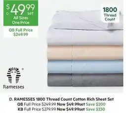 Harris Scarfe Ramesses 1800 Thread Count Cotton Rich Sheet Set offer